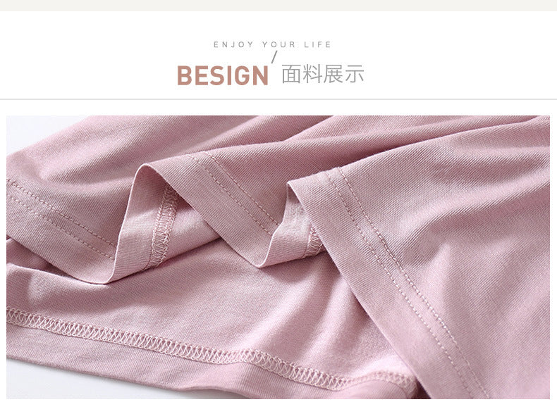 Women's Short-Sleeved Modal Pure Color Bra All-In-One Pajama Top with Breast Pads Summer Half-Sleeved Women's Bottoming Shirt
