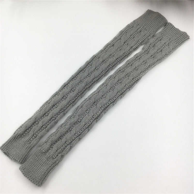 Winter wool long finger-free gloves ladies warm acrylic knitted open finger sleeve long arm t factory wholesale