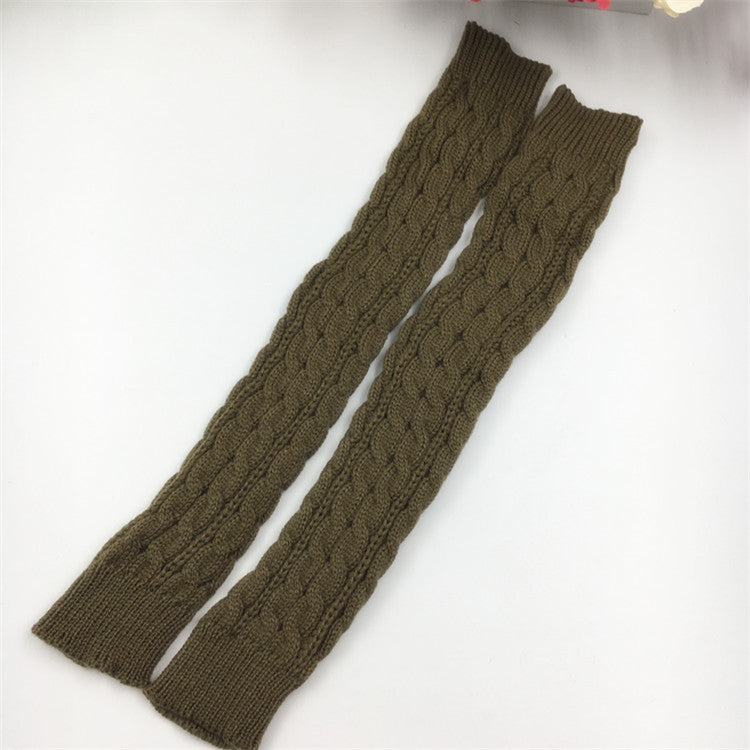 Winter wool long finger-free gloves ladies warm acrylic knitted open finger sleeve long arm t factory wholesale