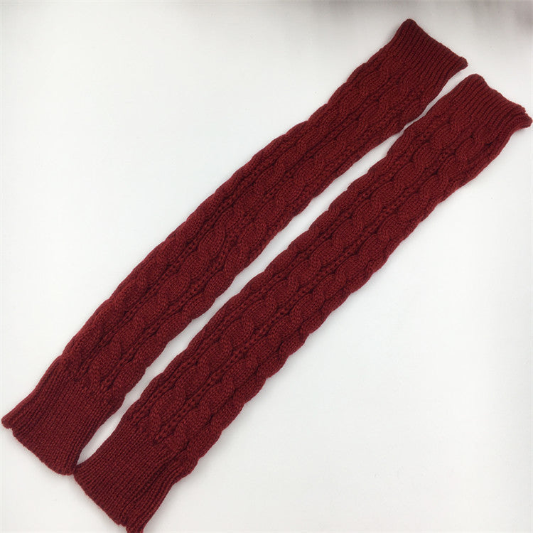 Winter wool long finger-free gloves ladies warm acrylic knitted open finger sleeve long arm t factory wholesale