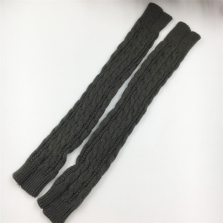 Winter wool long finger-free gloves ladies warm acrylic knitted open finger sleeve long arm t factory wholesale