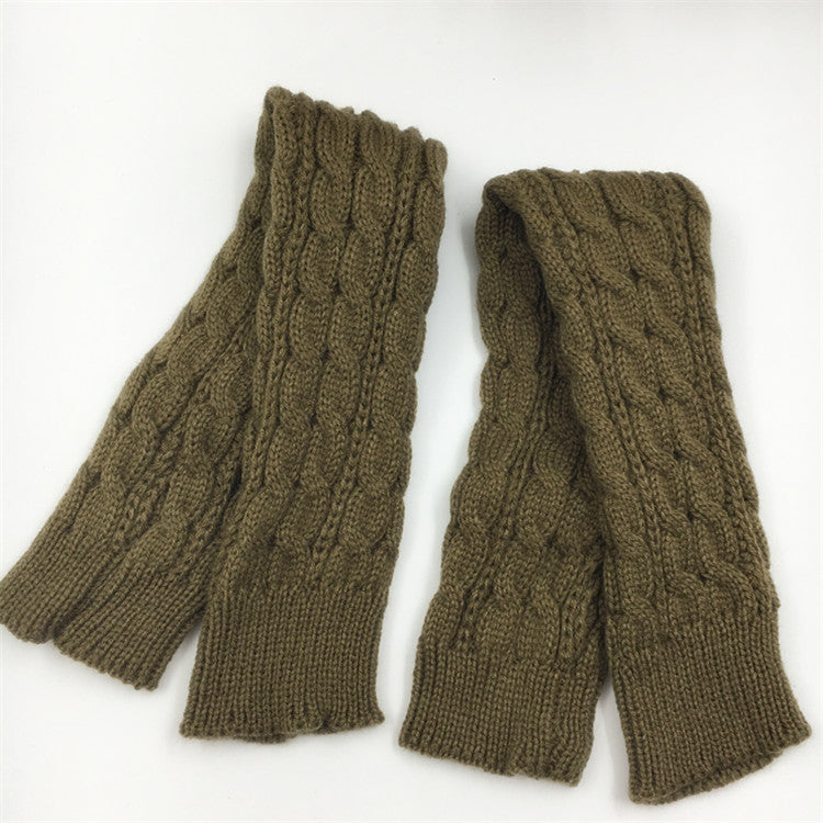 Winter wool long finger-free gloves ladies warm acrylic knitted open finger sleeve long arm t factory wholesale