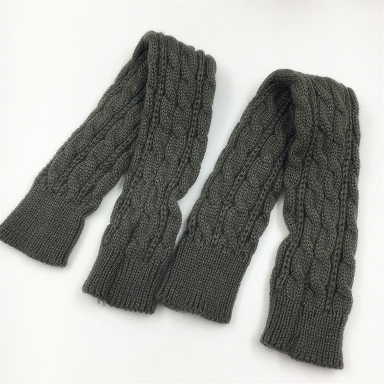 Winter wool long finger-free gloves ladies warm acrylic knitted open finger sleeve long arm t factory wholesale