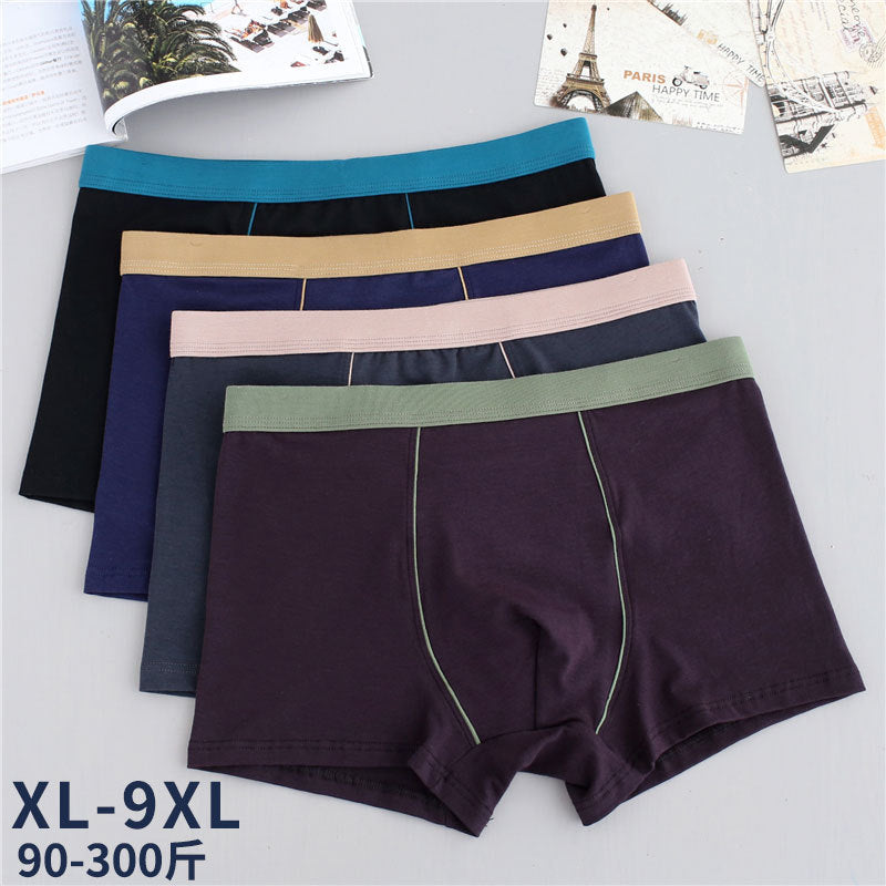 Men's cotton underwear plus size fat guy boxers breathable 3D seamless sexy youth cotton red boxers