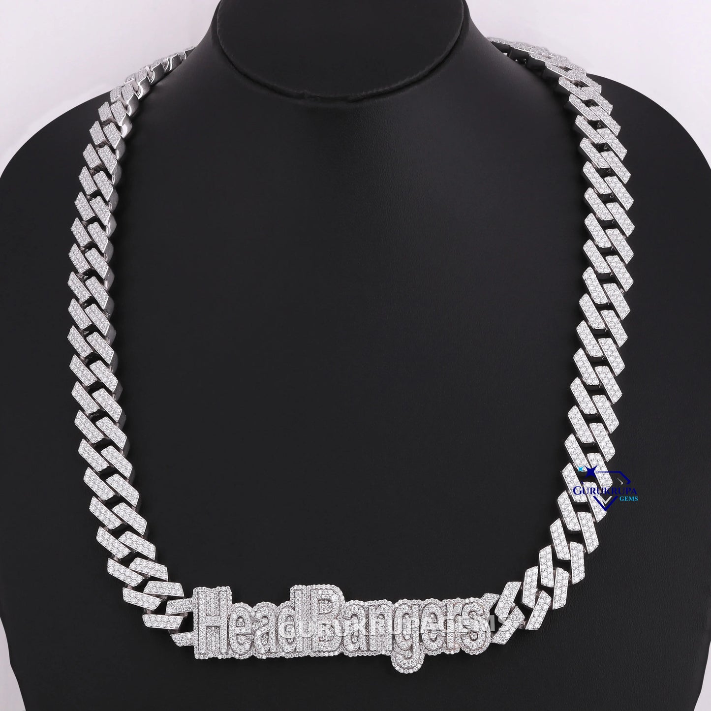 925 Sterling Silver Women's Hip Hop Iced Out Cuban Chain Bold Statement Round Cut Moissanite Diamond for Wedding Engagement Gift
