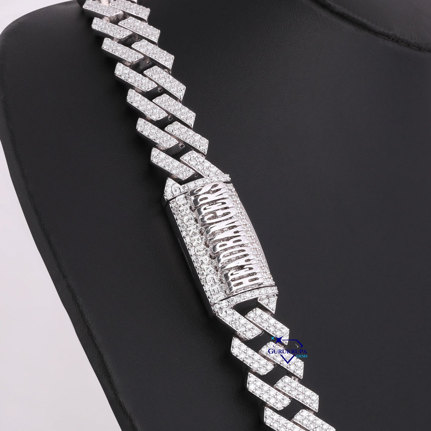925 Sterling Silver Women's Hip Hop Iced Out Cuban Chain Bold Statement Round Cut Moissanite Diamond for Wedding Engagement Gift