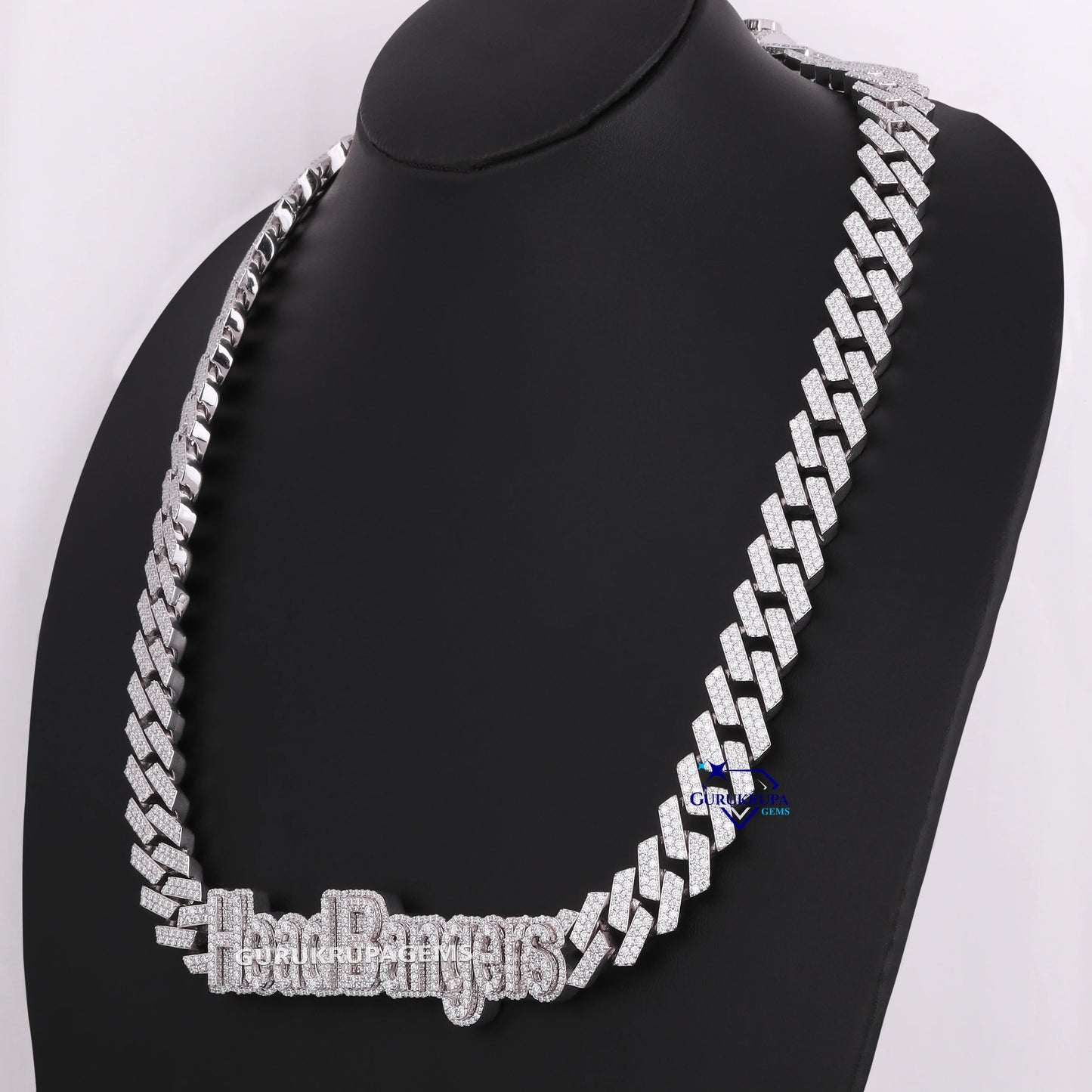 925 Sterling Silver Women's Hip Hop Iced Out Cuban Chain Bold Statement Round Cut Moissanite Diamond for Wedding Engagement Gift