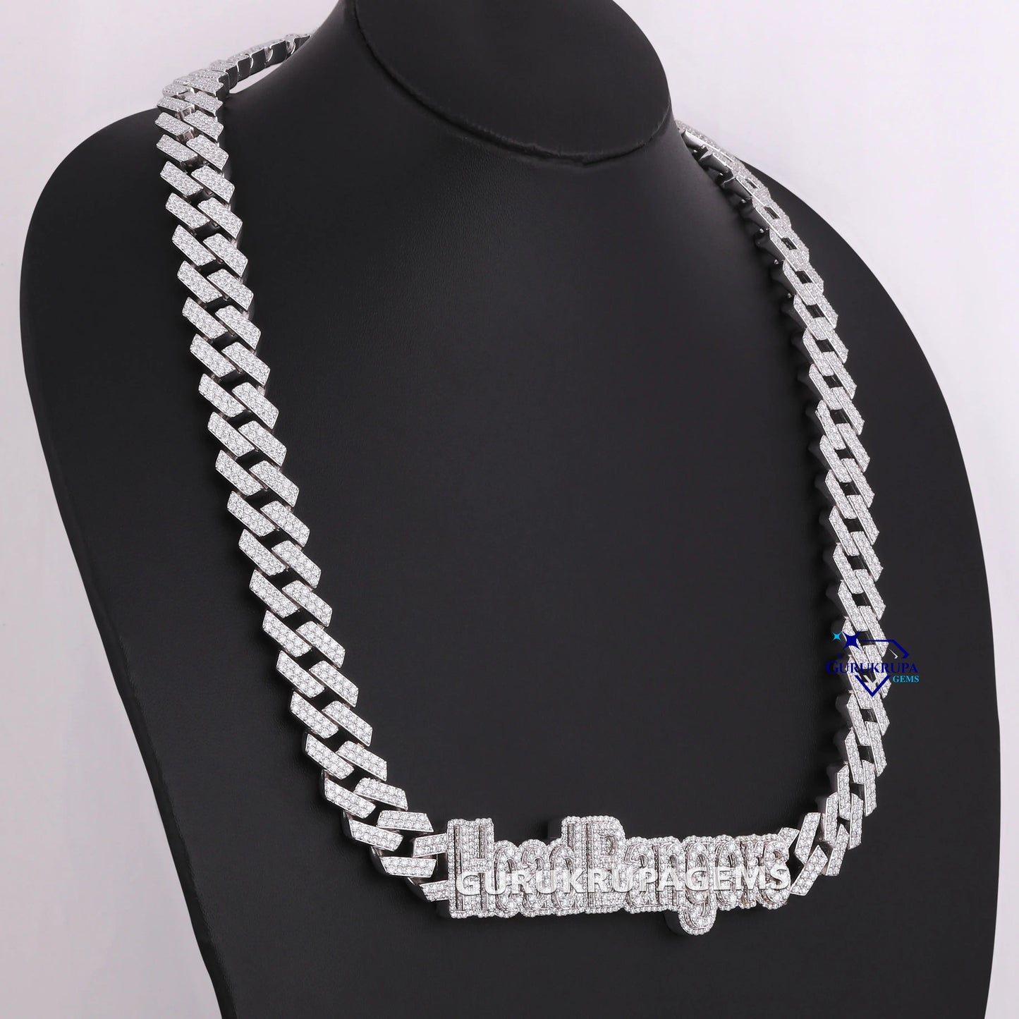925 Sterling Silver Women's Hip Hop Iced Out Cuban Chain Bold Statement Round Cut Moissanite Diamond for Wedding Engagement Gift