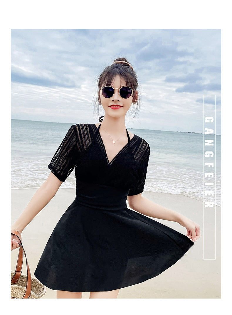 Loose-Fit Girl Swimsuit Women's Summer 2025 New Conservative Body-Covering Slimming Look Steel Ring Split Large Size High-End Hot Spring Bathing