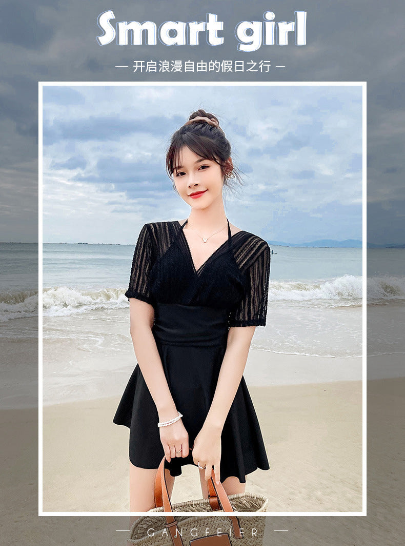 Loose-Fit Girl Swimsuit Women's Summer 2025 New Conservative Body-Covering Slimming Look Steel Ring Split Large Size High-End Hot Spring Bathing