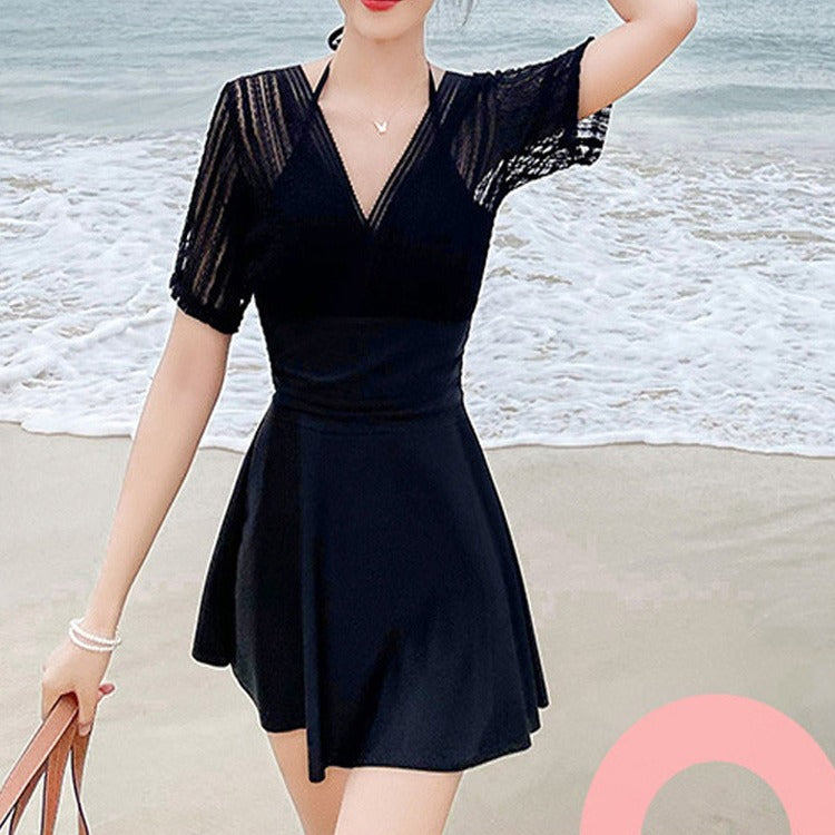 Loose-Fit Girl Swimsuit Women's Summer 2025 New Conservative Body-Covering Slimming Look Steel Ring Split Large Size High-End Hot Spring Bathing