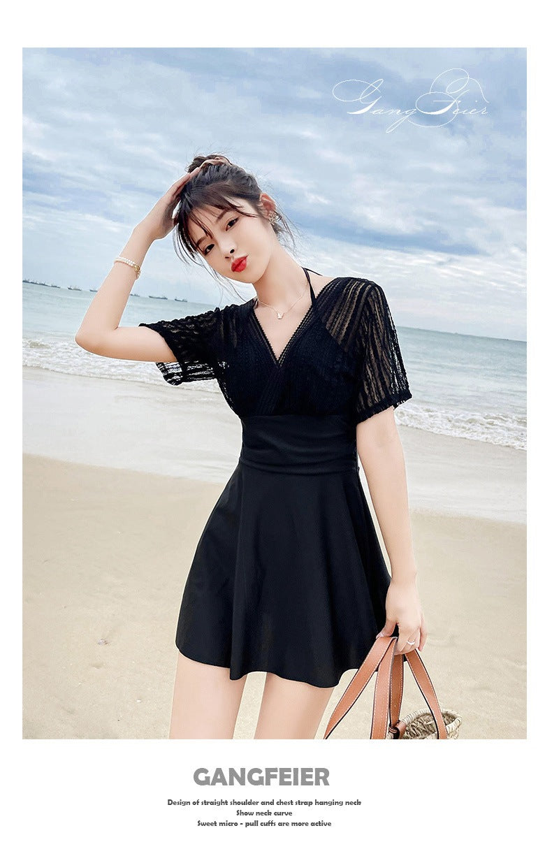 Loose-Fit Girl Swimsuit Women's Summer 2025 New Conservative Body-Covering Slimming Look Steel Ring Split Large Size High-End Hot Spring Bathing