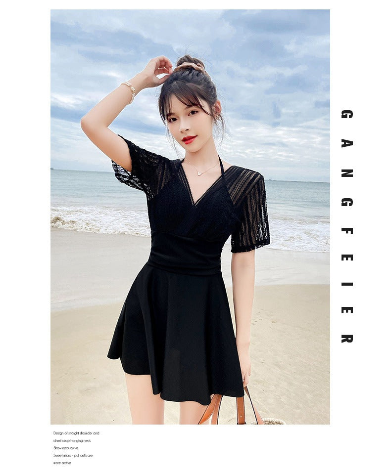 Loose-Fit Girl Swimsuit Women's Summer 2025 New Conservative Body-Covering Slimming Look Steel Ring Split Large Size High-End Hot Spring Bathing