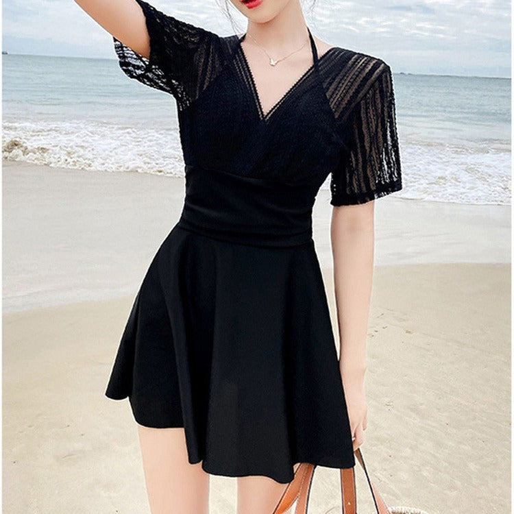 Loose-Fit Girl Swimsuit Women's Summer 2025 New Conservative Body-Covering Slimming Look Steel Ring Split Large Size High-End Hot Spring Bathing
