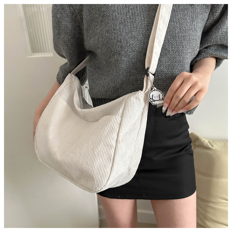 Large Capacity Lazy Style Western Style Japanese Style Artistic Trend Shoulder Crossbody Casual Korean Style Women's Simple Dumpling Bag for Students