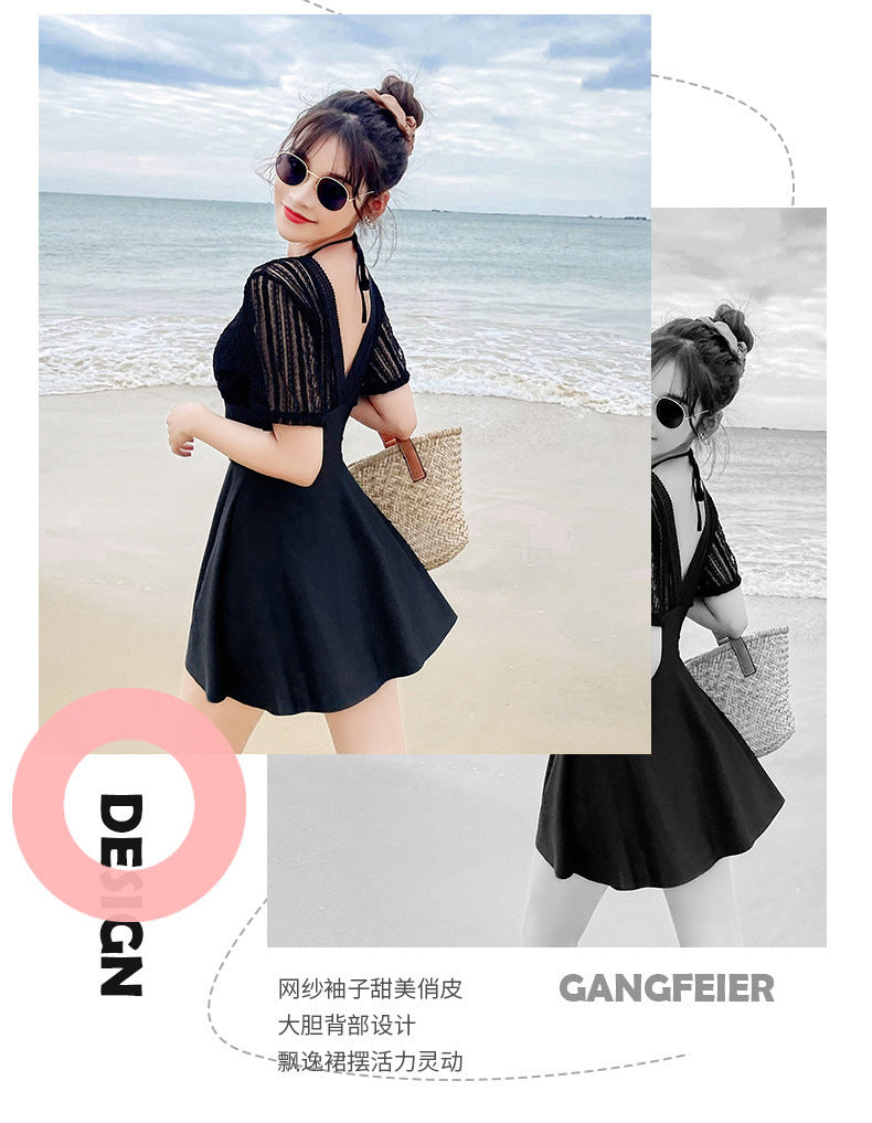 Loose-Fit Girl Swimsuit Women's Summer 2025 New Conservative Body-Covering Slimming Look Steel Ring Split Large Size High-End Hot Spring Bathing