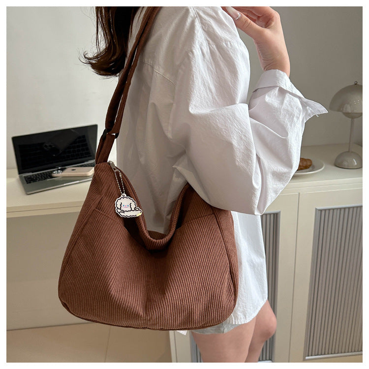 Large Capacity Lazy Style Western Style Japanese Style Artistic Trend Shoulder Crossbody Casual Korean Style Women's Simple Dumpling Bag for Students