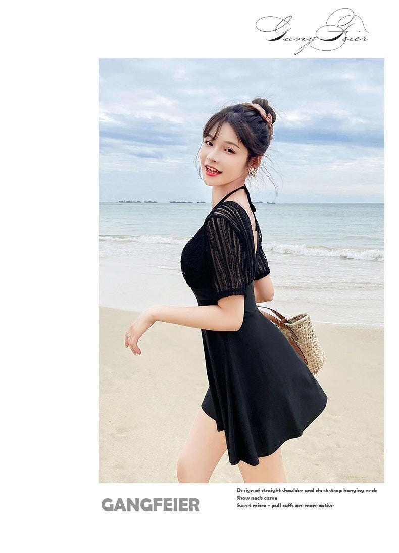 Loose-Fit Girl Swimsuit Women's Summer 2025 New Conservative Body-Covering Slimming Look Steel Ring Split Large Size High-End Hot Spring Bathing