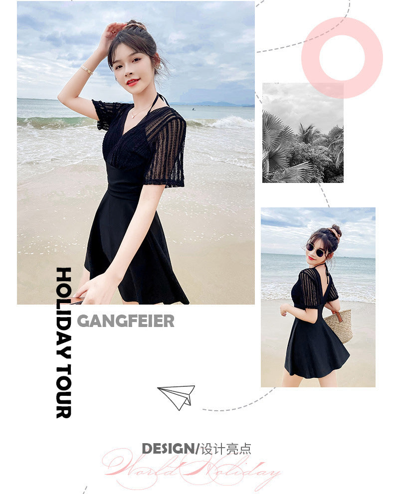 Loose-Fit Girl Swimsuit Women's Summer 2025 New Conservative Body-Covering Slimming Look Steel Ring Split Large Size High-End Hot Spring Bathing
