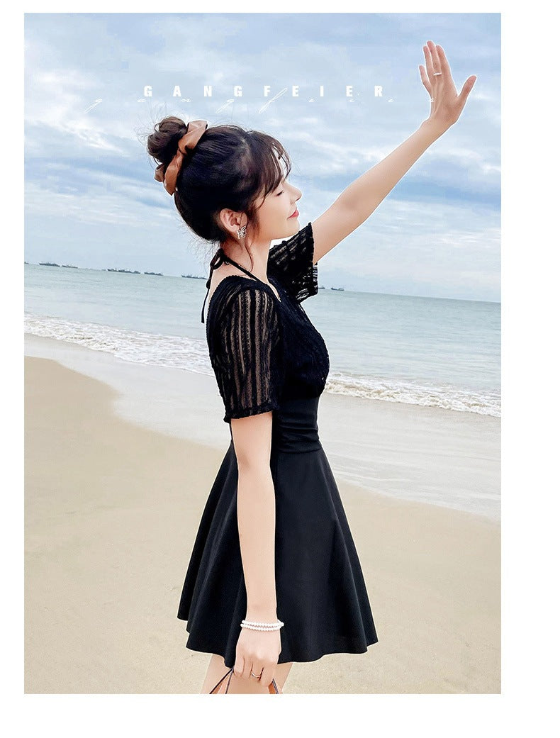Loose-Fit Girl Swimsuit Women's Summer 2025 New Conservative Body-Covering Slimming Look Steel Ring Split Large Size High-End Hot Spring Bathing